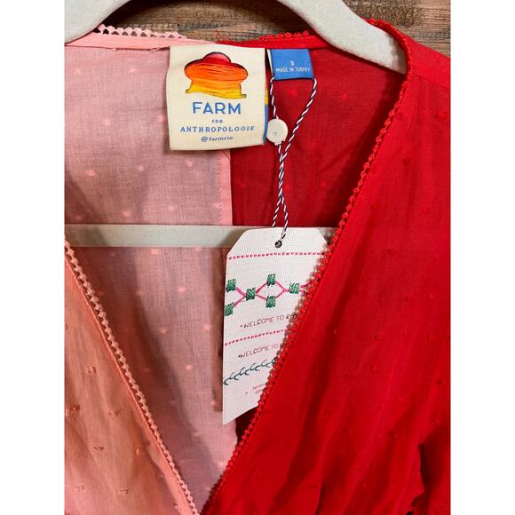 FARM RIO X ANTHROPOLOGIE Color blocked Wrep Blouse Pink/Rose Sz S NWT - Picture 5 of 13